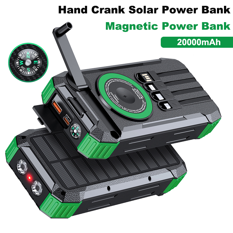 Usb Charger Dynamo - 20000mAh Hand Crank Solar Power Bank